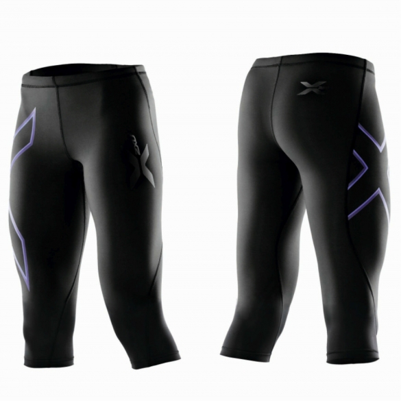 2XU kompressions 3/4 hose Schwarz/Violett Damen WA1943b 2015 WA1943BLKAST